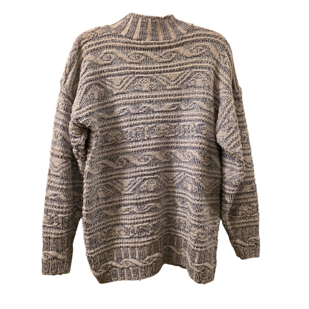 Vtg 90s Cotton Chunky Knit Sweater Sz S USA Made Fair Isle Ski Oversized Cut 4U